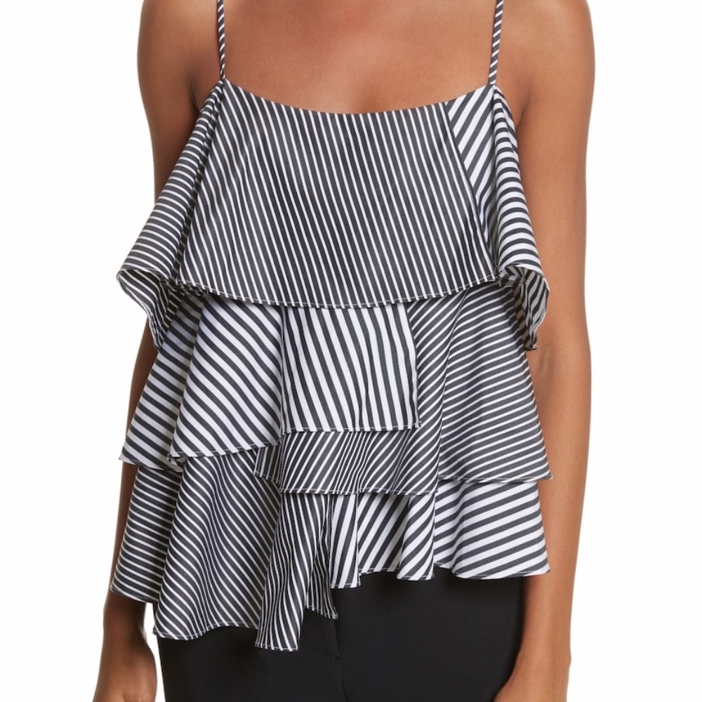 Milly Emma Stripe Black/White Shirting Top, Size M